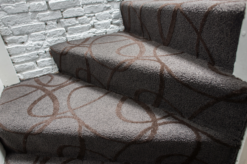 Stair carpet installation example.