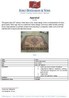 An example of a typical rug appraisal.