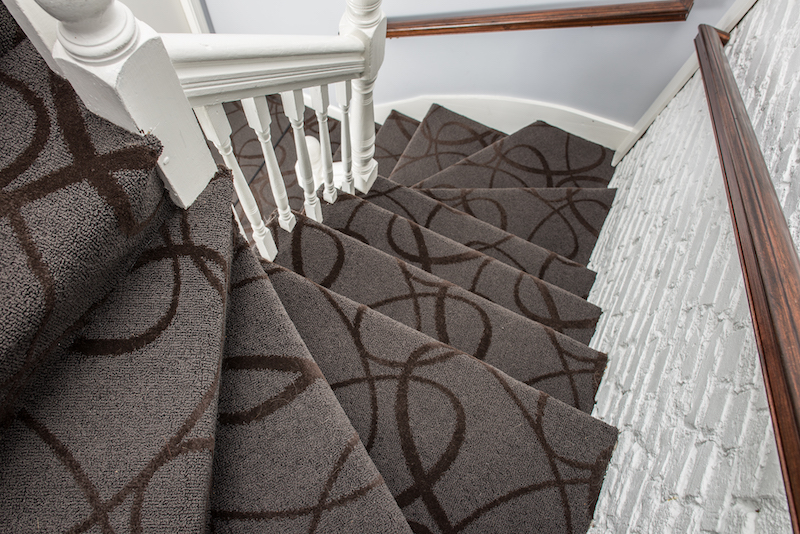 Stair carpet installation example.